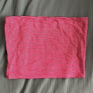 XS Striped Red & White Crop Tubed Top